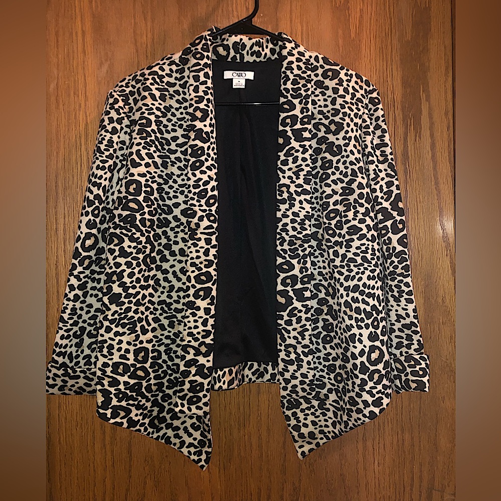 Cato Leopard Print 3/4 Sleeve Blazer